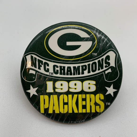 Vintage 1996 Green Bay Packers NFC Champions Logo Collectible 2.5" Button Pin - Picture 1 of 7